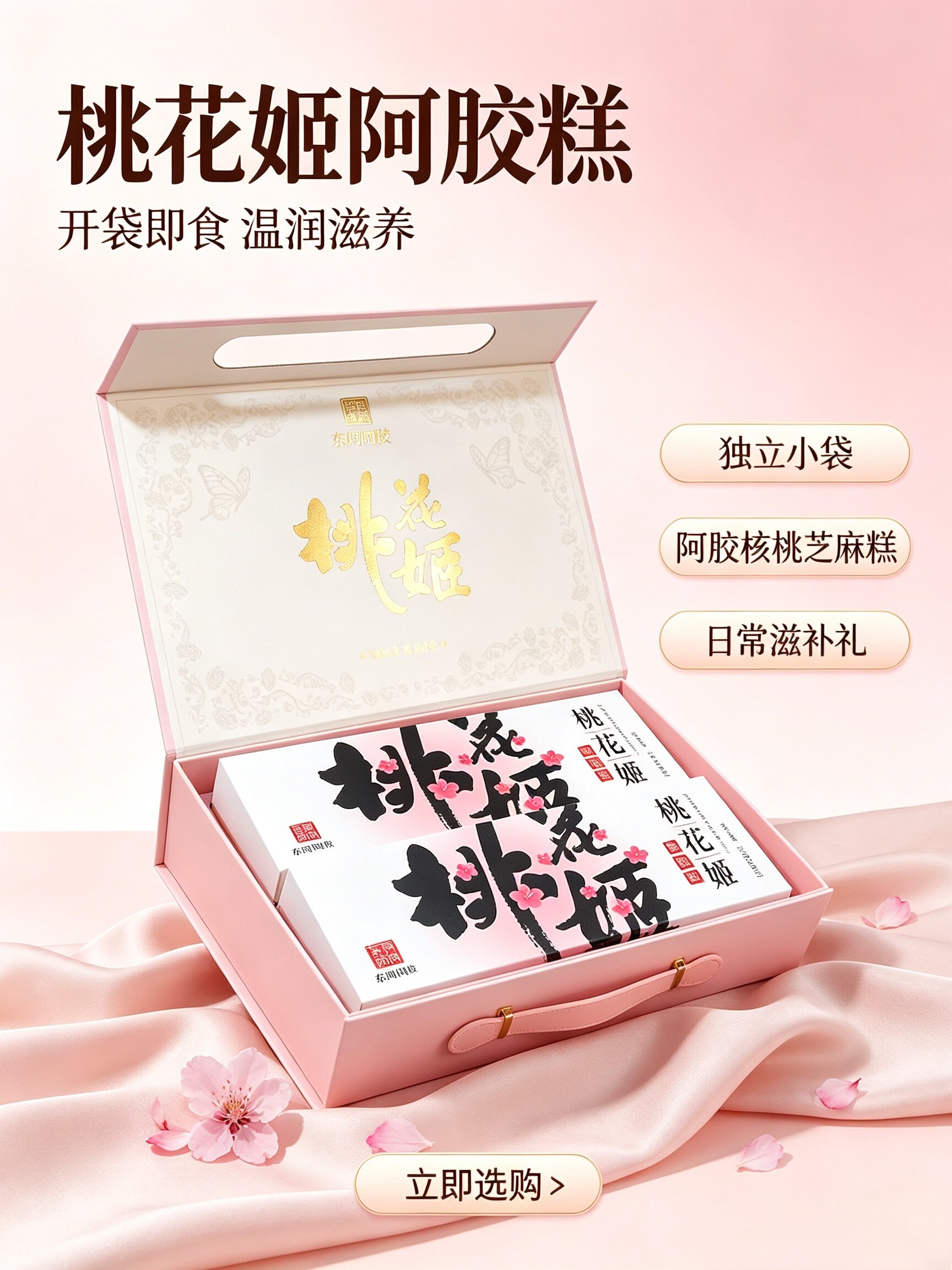 玫瑰阿胶糕礼盒装即食独立包装端午长辈送礼东阿阿胶包邮