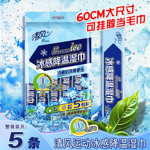 清风冰感降温运动湿巾军训出行