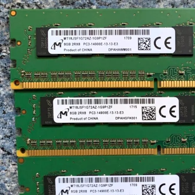 镁光8G DDR3 1866 纯ECC UDIMM MT18JSF1G72AZ-1G9P1工作站内存条