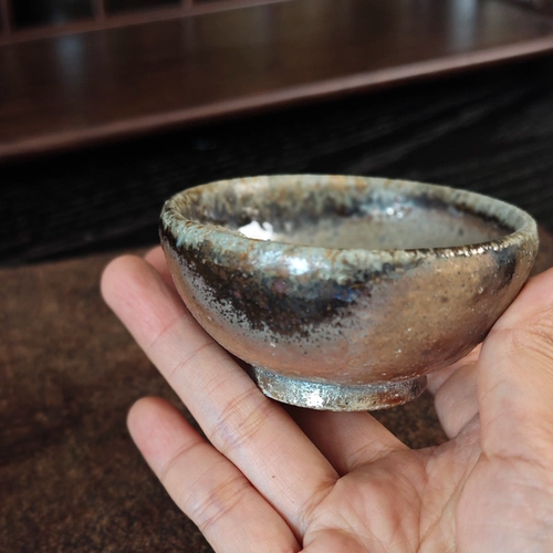 非常好看 备前烧风格真柴烧 窑变火彩火痕 品茗杯主人杯 绝美孤品