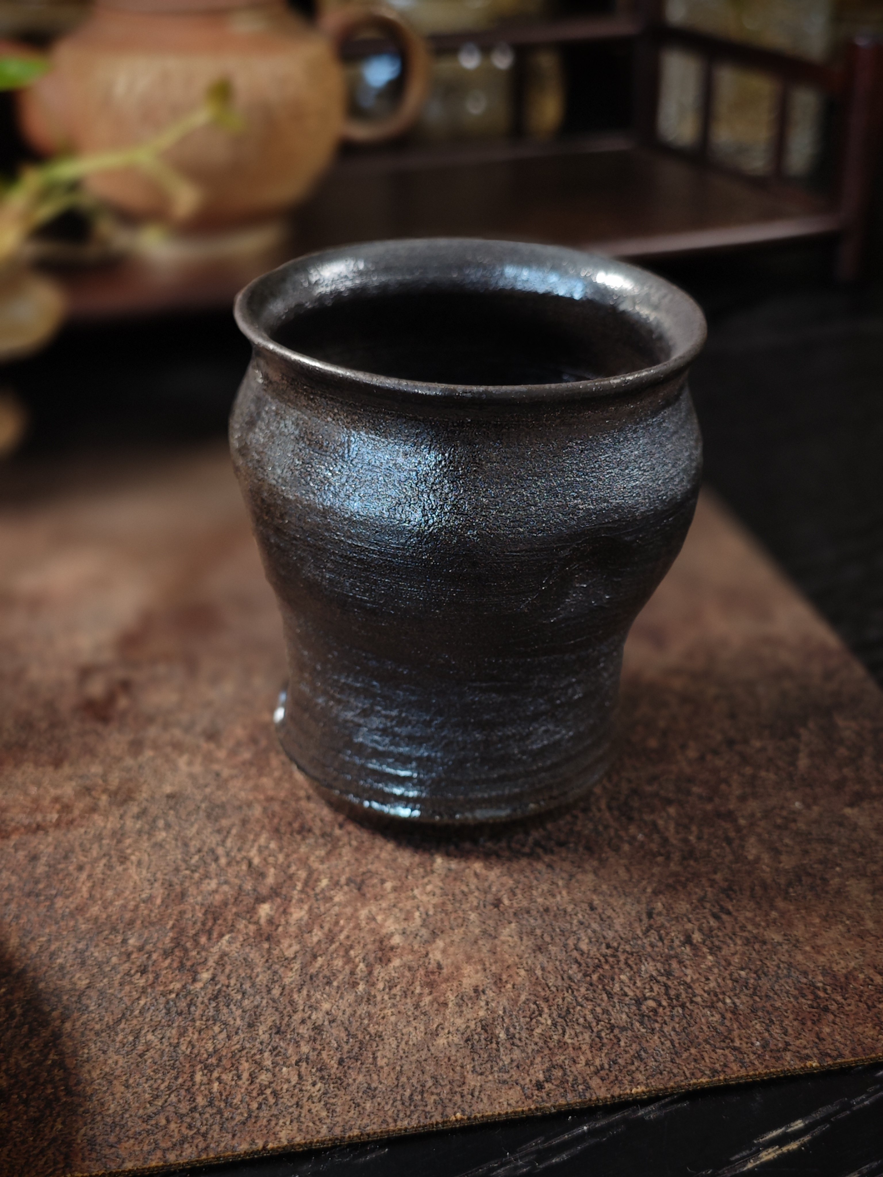 窑赐的润泽 纯手工柴烧粗陶茶杯茶具 手握杯酒杯 日式禅意茶盏