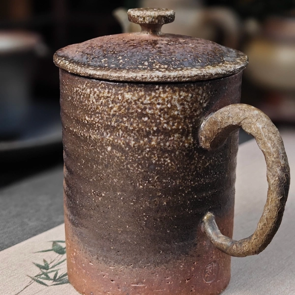 绝美办公杯 备前烧风 窑变火彩火痕 纯柴烧裸烧不上釉 自然落灰美