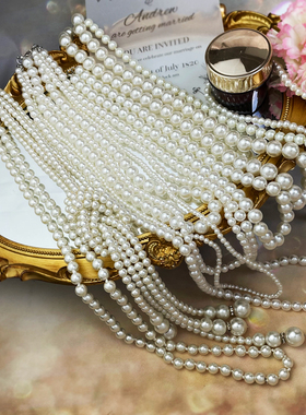 复古经典仿淡水珍珠项链毛衣链女