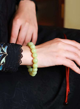 橄榄玉石手链女国风国潮