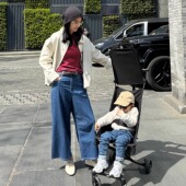 秀 时装 夏季 薄款 女透气 THESOONG 高弹显瘦中腰八分阔腿牛仔裤 法式