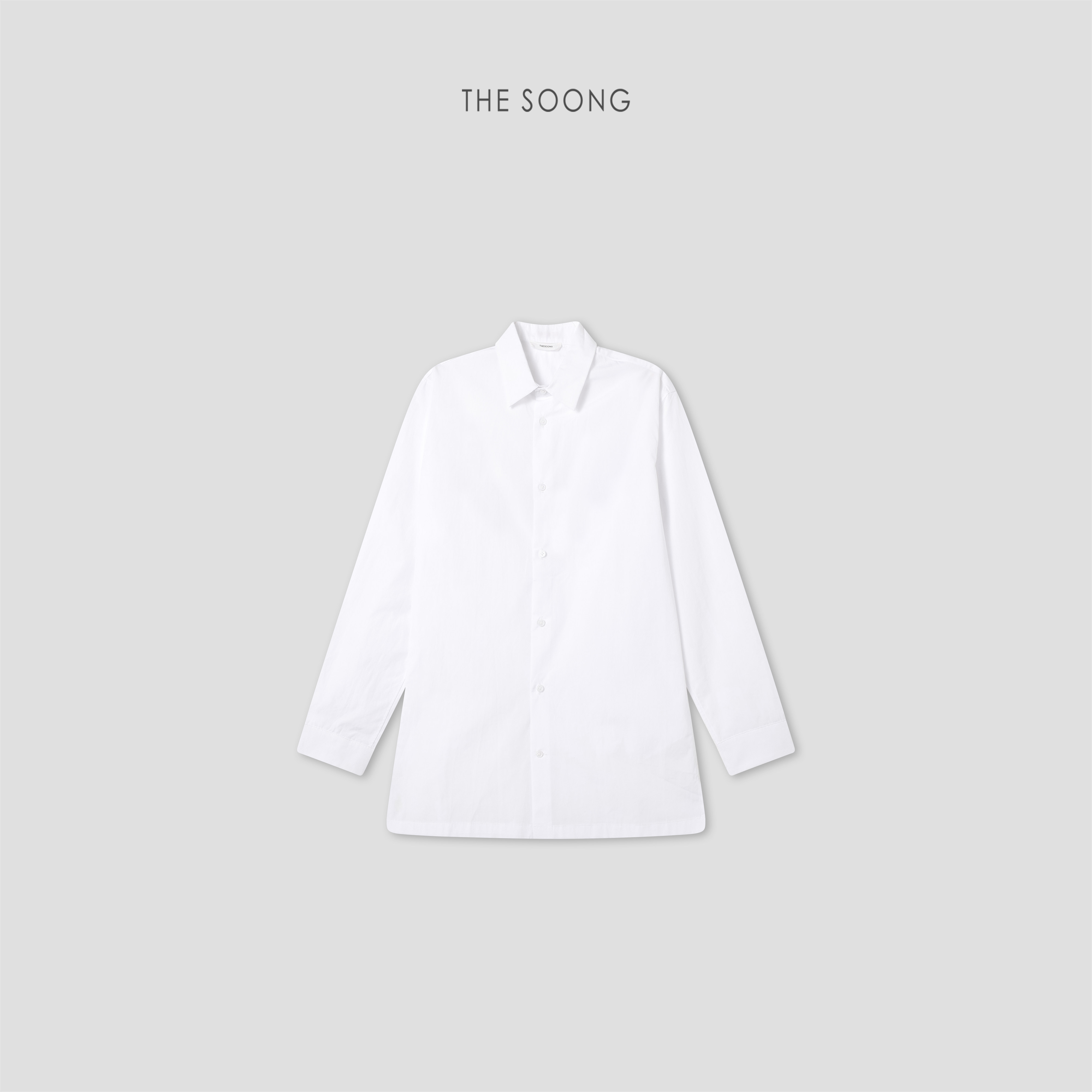 THESOONG/女友衬衫 100%纯棉长袖衬衫女翻领宽松中长款衬衣9345