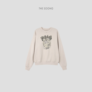 THESOONG 100%棉高密高彈手工釘飾彩繪圓領(lǐng)衛(wèi)衣6305 寶藏衛(wèi)衣