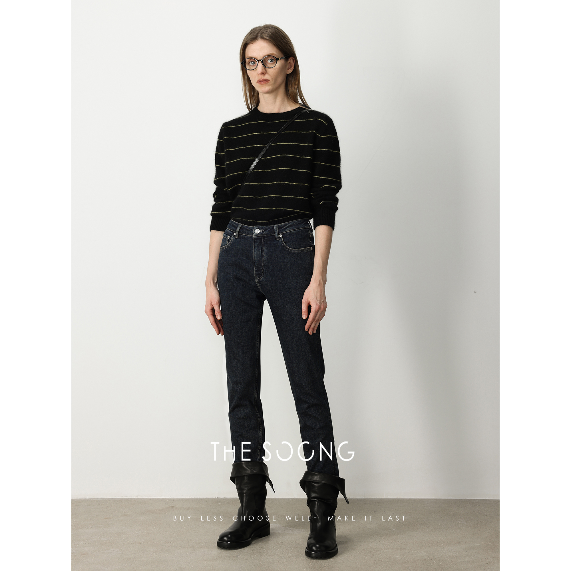 THESOONG加厚加绒弹力牛仔裤