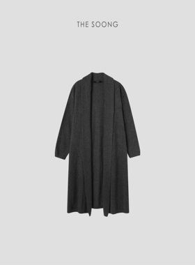 THESOONG/静奢重磅純山羊绒 无缝对针绒幕级长款毛衣开衫女7587