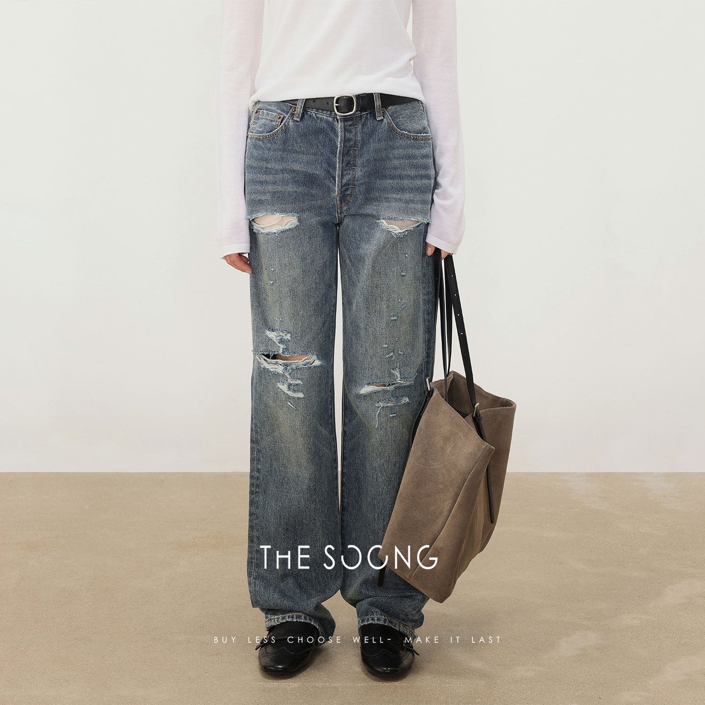 THESOONG/盐系口碑直筒牛仔裤女不规则拉须雅痞破洞做旧高腰7427,女装/女士精品,牛仔裤,淘宝优惠券,粉丝福利购,淘宝优惠卷