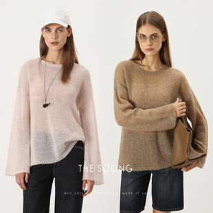THESOONG 马海毛羊毛舒适柔软慵懒感女士圆领毛衣7311 慵懒日常