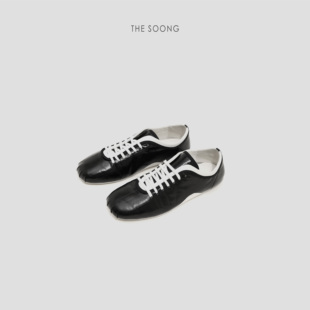 THESOONG/经典头层牛皮天然纹理环保鞣制百搭圆头休闲鞋8352