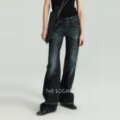 5948 闪电竹节纹纯棉中低腰无弹女士牛仔裤 清仓 量感松弛