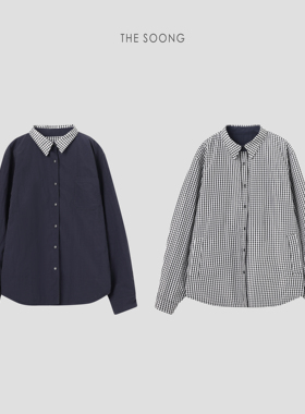 THESOONG/男友格 经典松弛时髦感正反两面穿格纹长袖衬衫外套6688