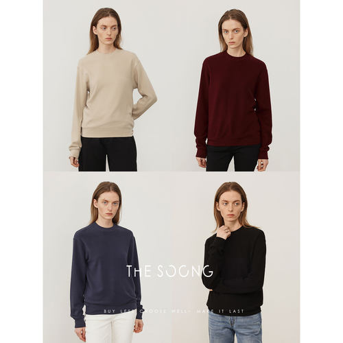 秋冬天丝羊毛圆领卫衣女