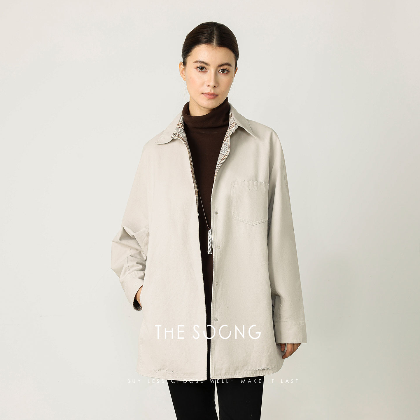 女士纯棉做旧风衣外套