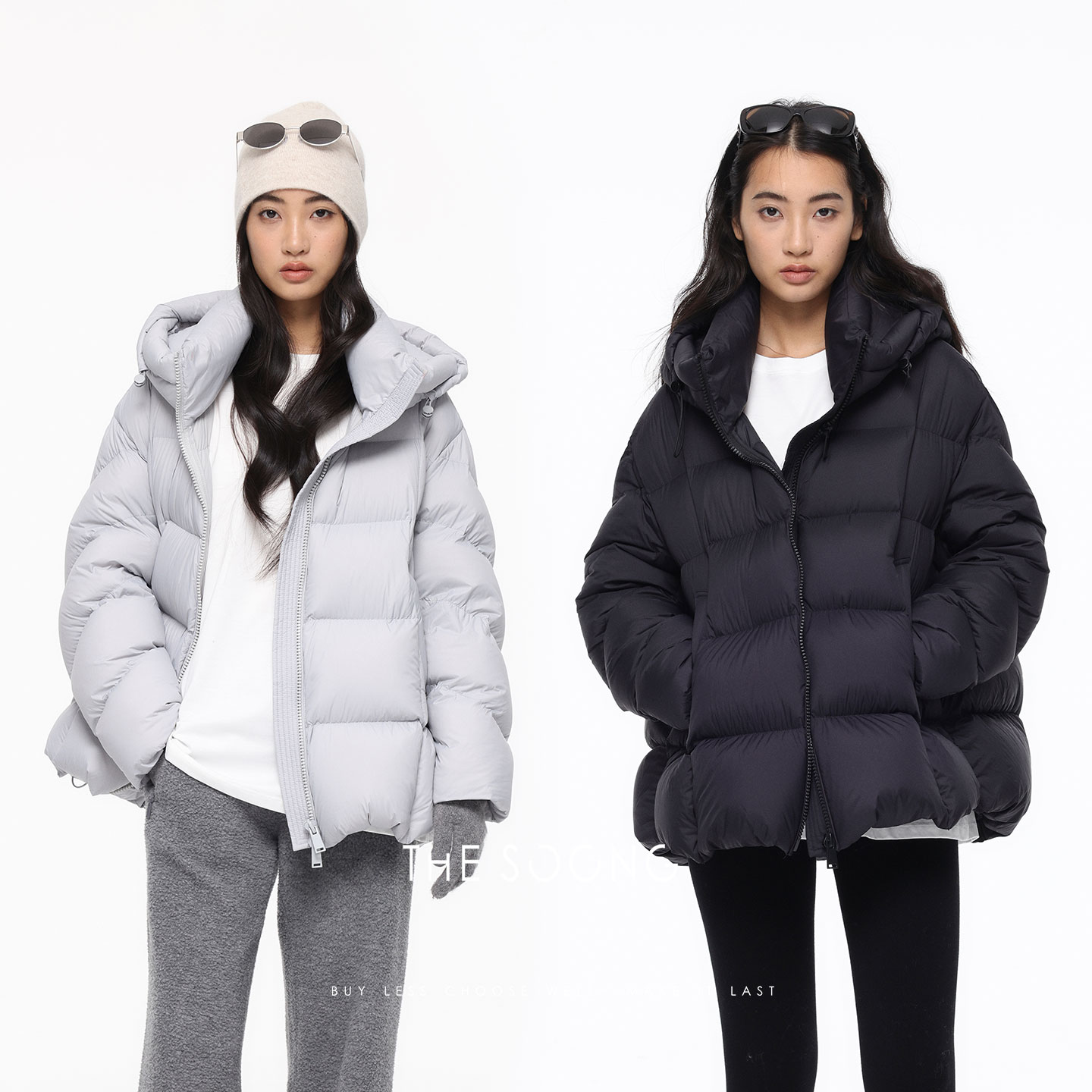 THESOONG/云朵般柔软95鹅绒冬季新款连帽宽松羽绒服外套8044