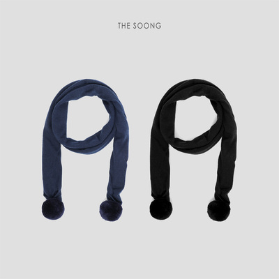 绵羊毛针织围巾球球纯色围脖