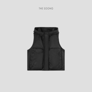 THESOONG 重磅90白鹅绒御寒舒适连帽马甲羽绒外套F5693 轻暖廓形