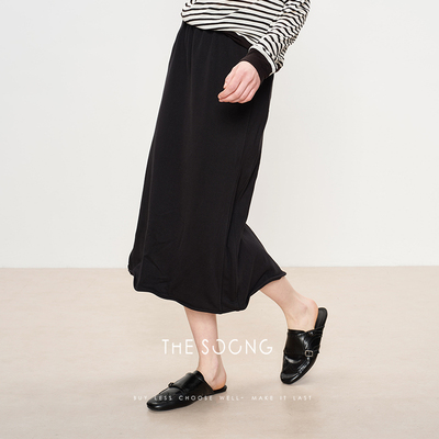 THESOONG100%棉松紧中腰半身裙