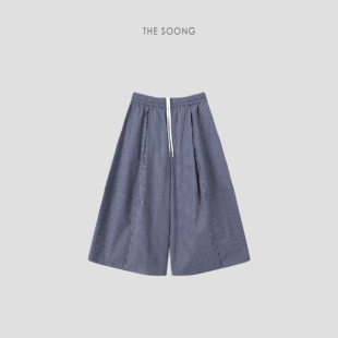 100%纯棉立裁线性格纹大版 THESOONG 经典 之作 8479 女士阔腿休闲裤