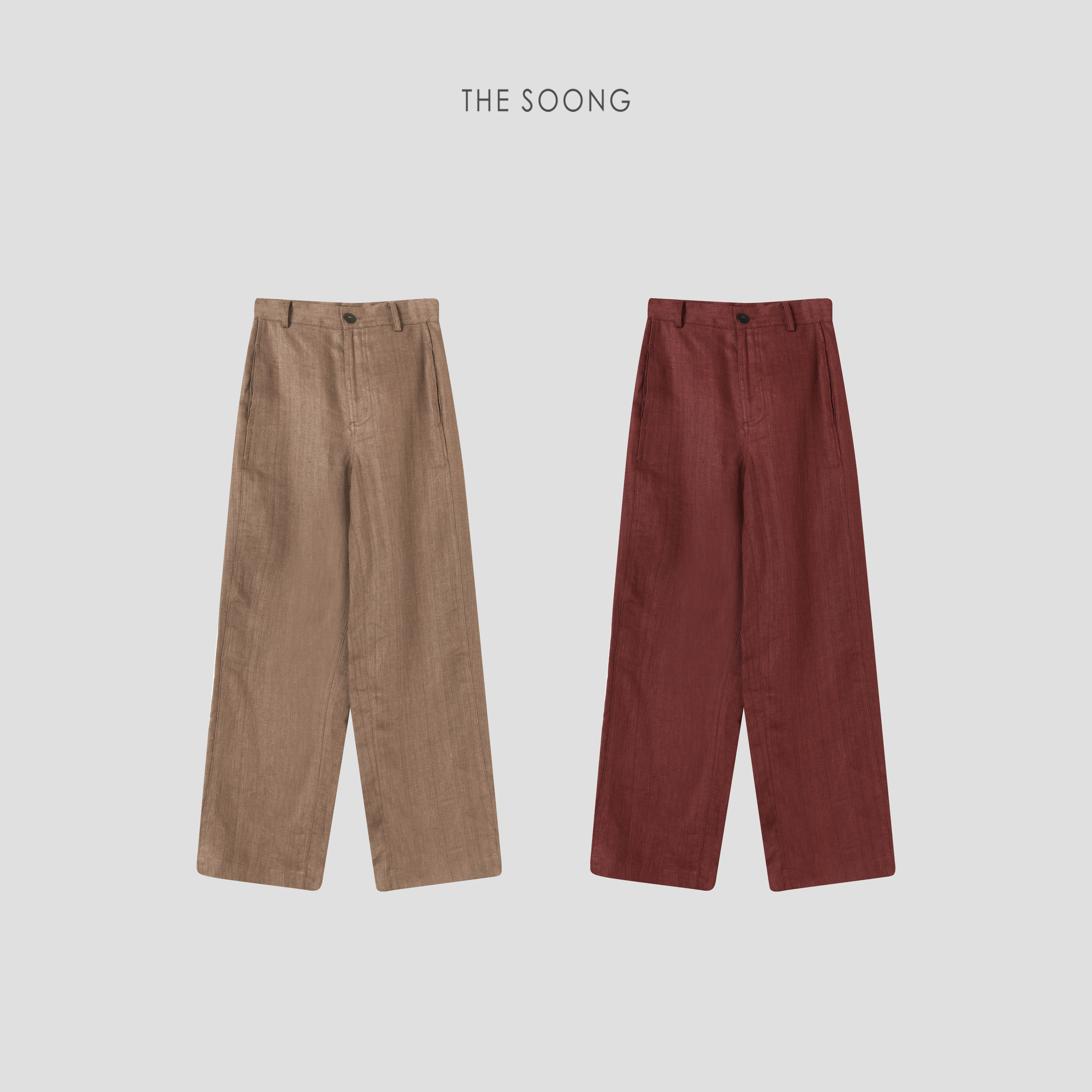 【清仓】随性自然 100%亚麻原生肌理感经典中腰直筒休闲裤女5199