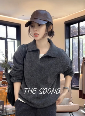 THESOONG/细腻糯感 333g100%绵羊毛单边针织保暖翻领毛衣女8258