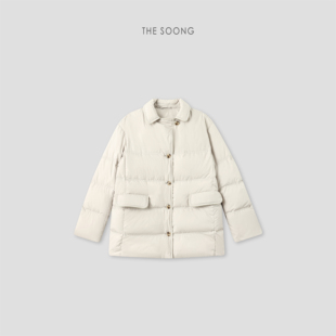 THESOONG 25D细纱95鹅绒保暖防泼水翻领羽绒服外套8366 轻盈塑型