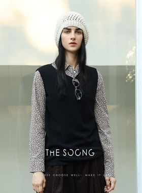 THESOONG/羊毛羊绒内搭马甲背心女针织慵懒风高级感微透HWBX7907