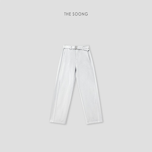 THESOONG/26s早春神裤 100%纯棉舒适阔腿可调节腰带牛仔裤女8252