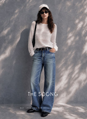 THESOONG/C家经典 手擦猫须中高腰显瘦拉链新款直筒牛仔裤女 6345