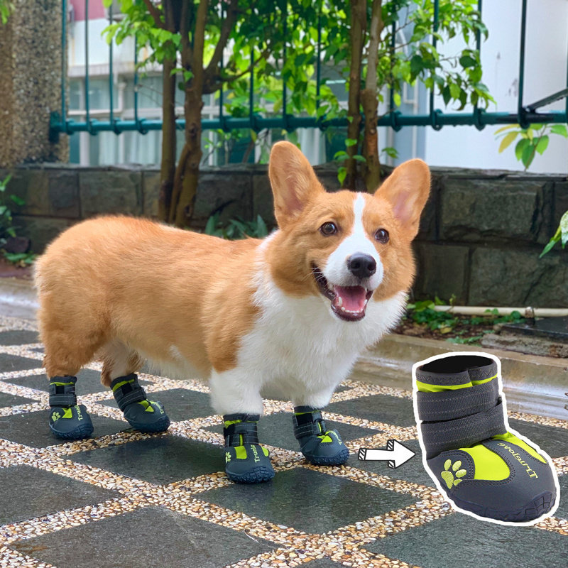 柯基狗鞋子保暖加绒脚套中大型犬宠物狗鞋不掉耐磨金毛柴犬鞋子
