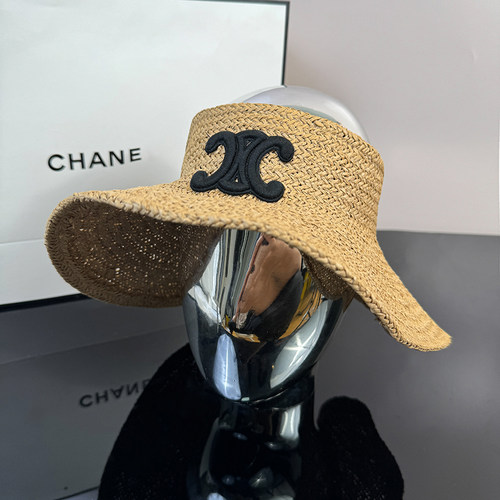凯旋门空顶帽女夏可折叠拉菲草帽