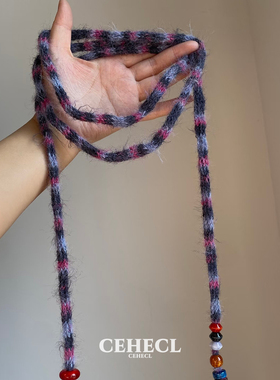 y2k甜酷辣妹项链长条毛绒小围巾