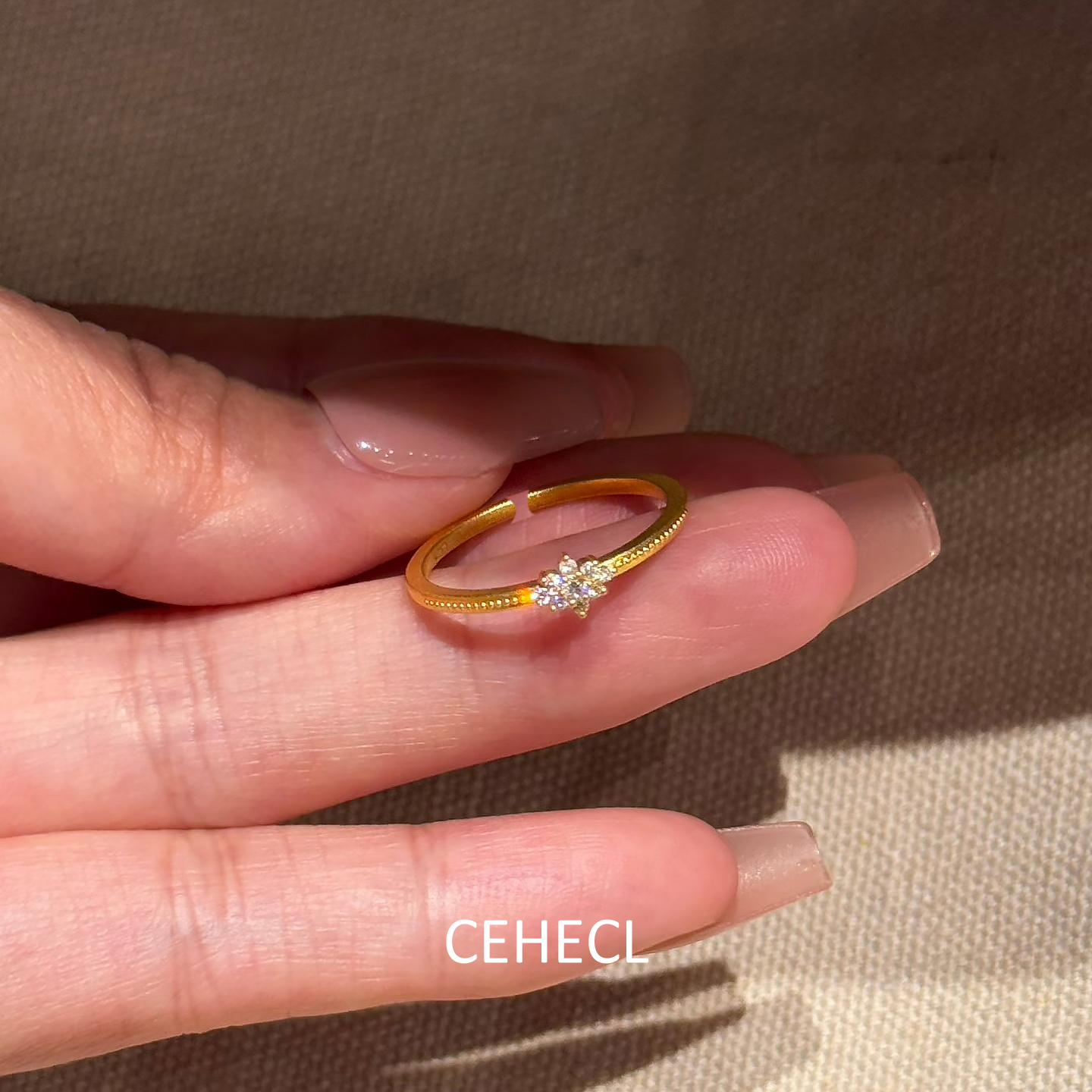 中古叠戴戒指女雪花闪钻素圈指环