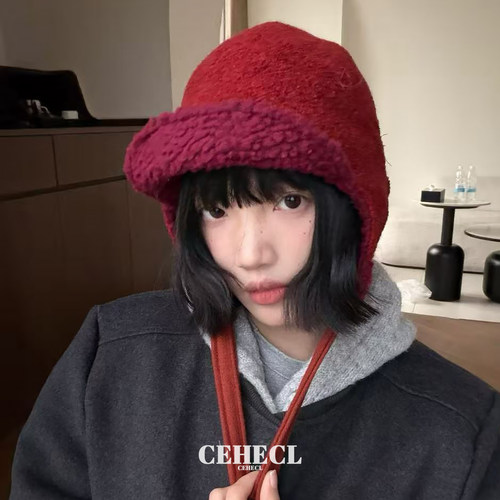 复古羊毛飞行帽女护耳李兰迪同款
