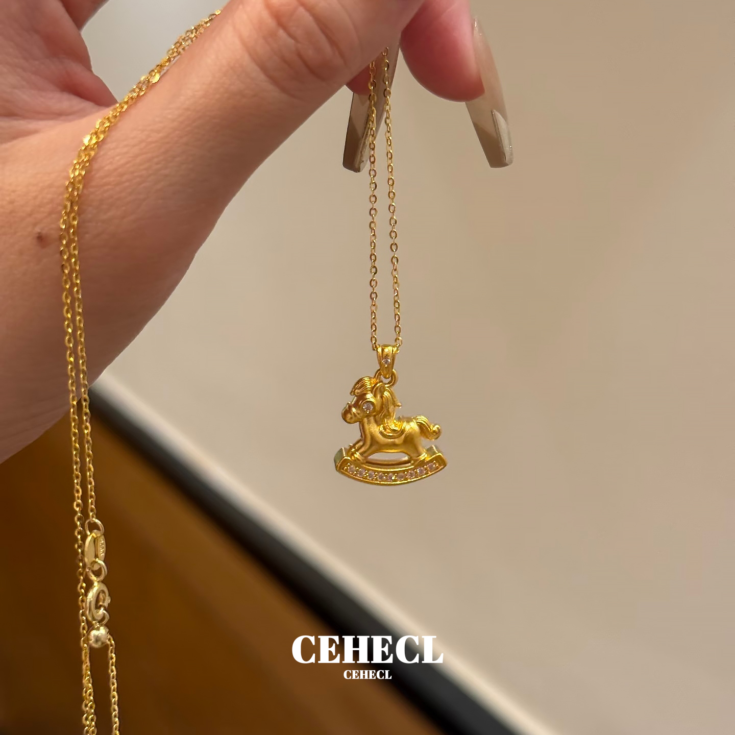 摇摇马点钻吊坠项链新中式毛衣链