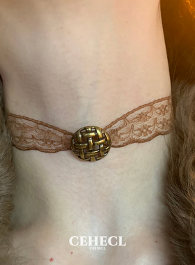 咖色蕾丝中古短款choker颈链百搭