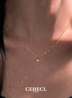 S925纯银mini闪钻锁扣项链精致女