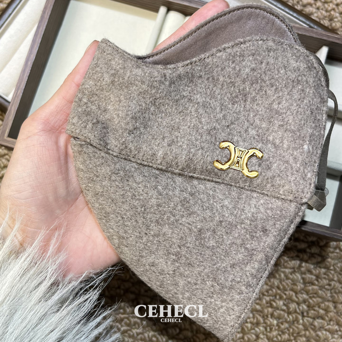 赛赫琳高定羊毛真丝保暖口罩防寒