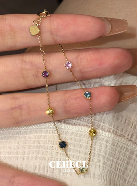 S925银精致生辰石手链女小众设计