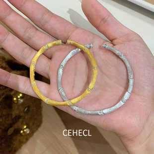 【节节高升】拉丝竹节手镯新中式轻奢精致百搭手环开口可调节手饰