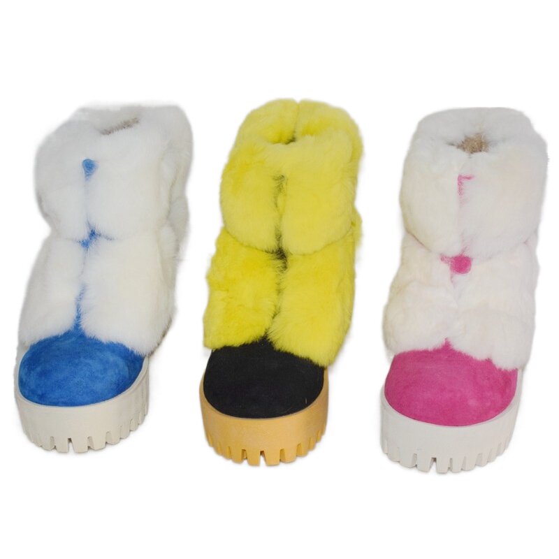 防滑厚底套筒真皮短筒靴真毛圆头磨砂羊皮冬季保暖棉靴24896801