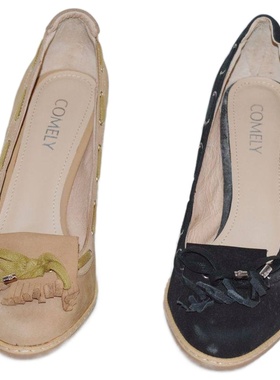 断码头层磨砂牛皮粗跟圆头女鞋流苏复古真皮浅口通勤单鞋3161652