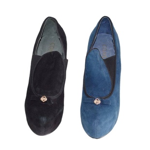 隐形防水台高跟真皮女鞋 5692701 品牌松紧调节脚面羊反绒套脚单鞋