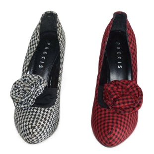 千鸟格布面真皮内里高跟女鞋弹力布包脚隐形防水台春秋鞋21591002