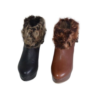 厚底坡跟动物毛口头层牛皮短筒女靴气质上档次真皮靴子22763704