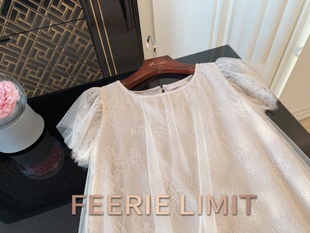 FEERIE LIMIT 21复出杏纱旖旎系列 法国裸粉色蕾丝连衣裙内真丝