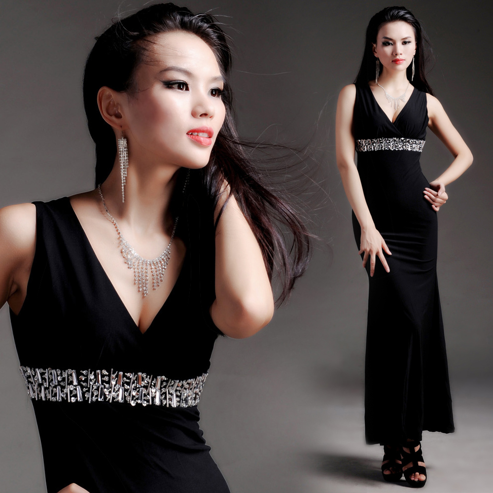 Fitted sexy long dress for bride, V-neckline,  Fitted sexy long dress for bride, V-neckline,