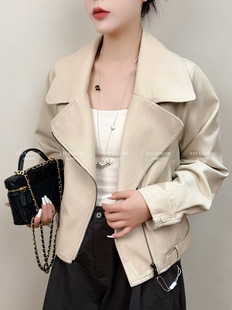 57001春季新款韩版气质百搭显瘦翻领短款皮衣外套机车服夹克上衣